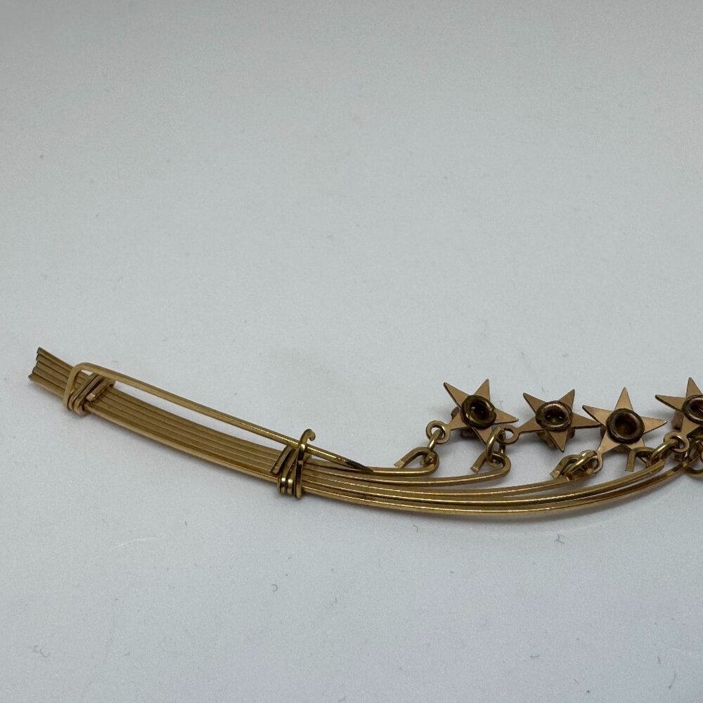 Opulent Vintage 10K Gold Multicolor Rhinestone Dangle Pin - Picture 3 of 4